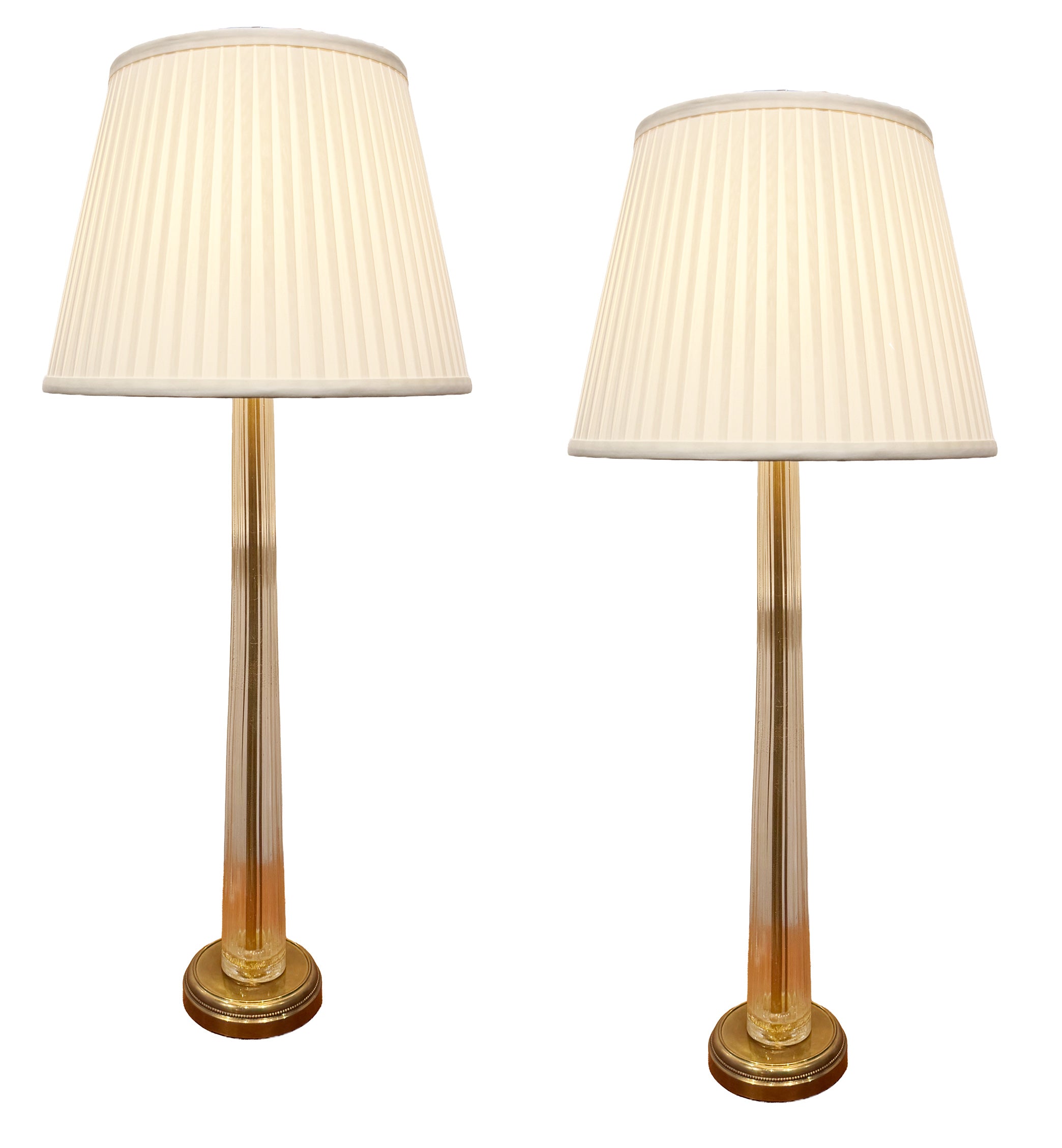 A pair of Murano glass lamps with bronze bases