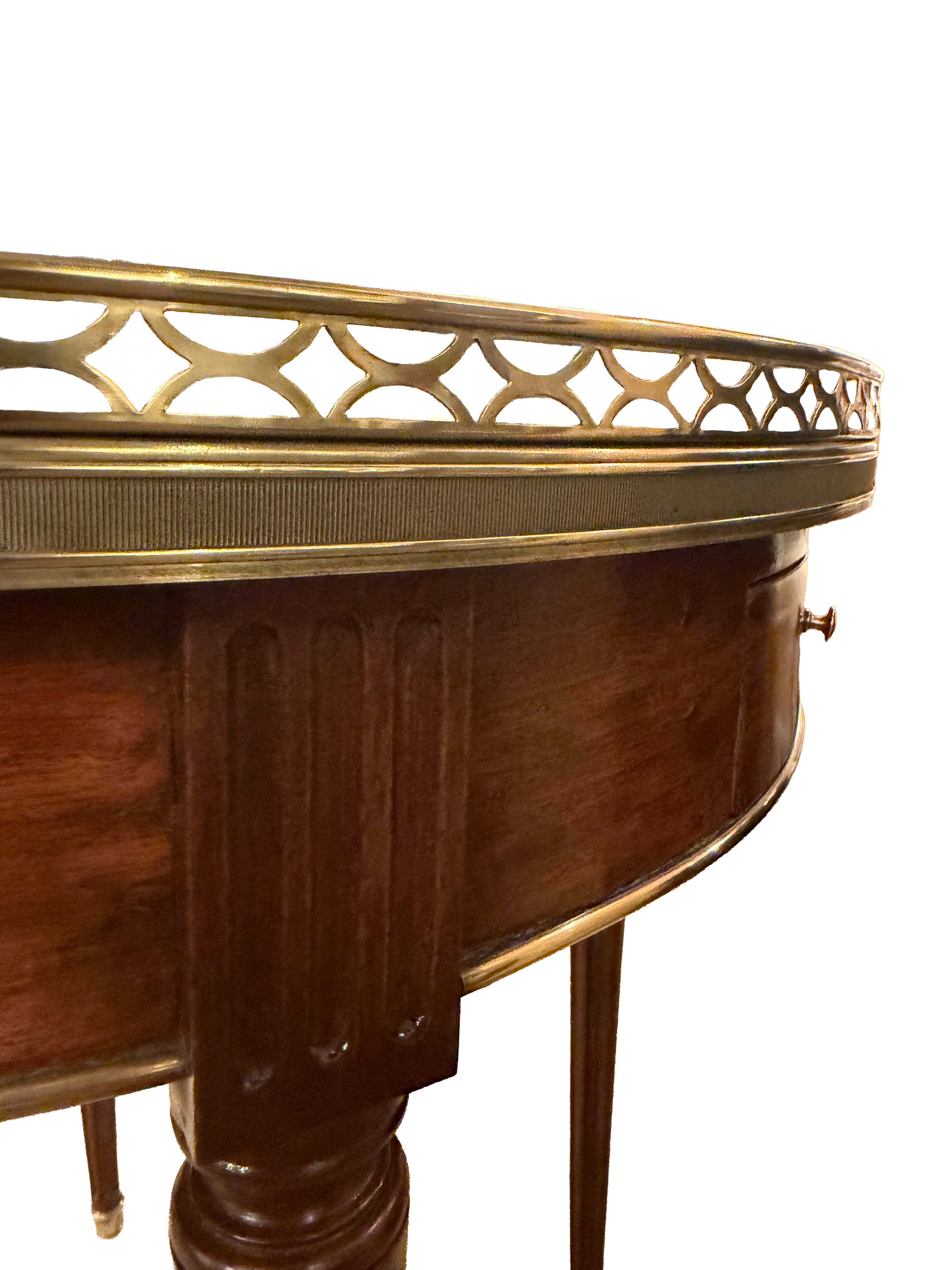 Louis XVI Style Marble Top Mahogany Bouillotte Table