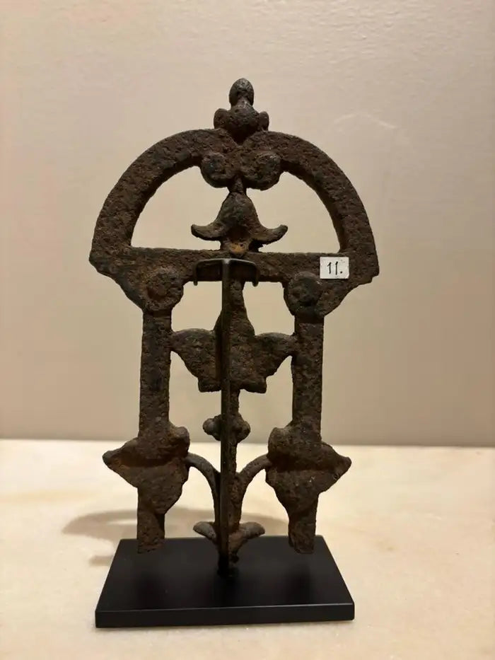 Two 17th Century French Iron Choir Screen Fragments, Mounted on Custom Bases