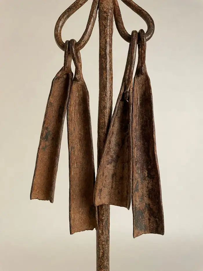 African Iron Spear-Form Currency Mounted on a Custom Steel Base