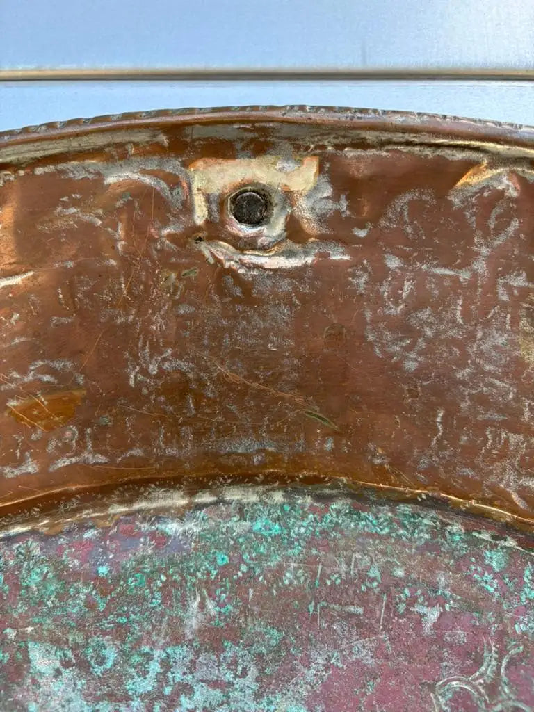 Moroccan Copper Charger With Etched Designs and Great Color