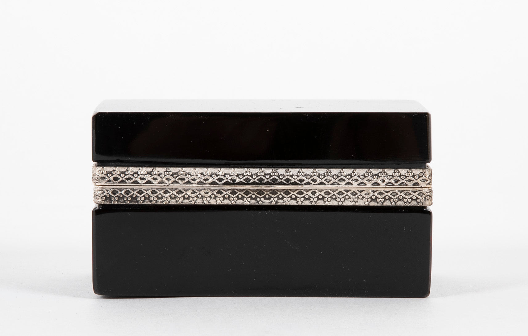 Mid-Century French Black Opaline Glass Box