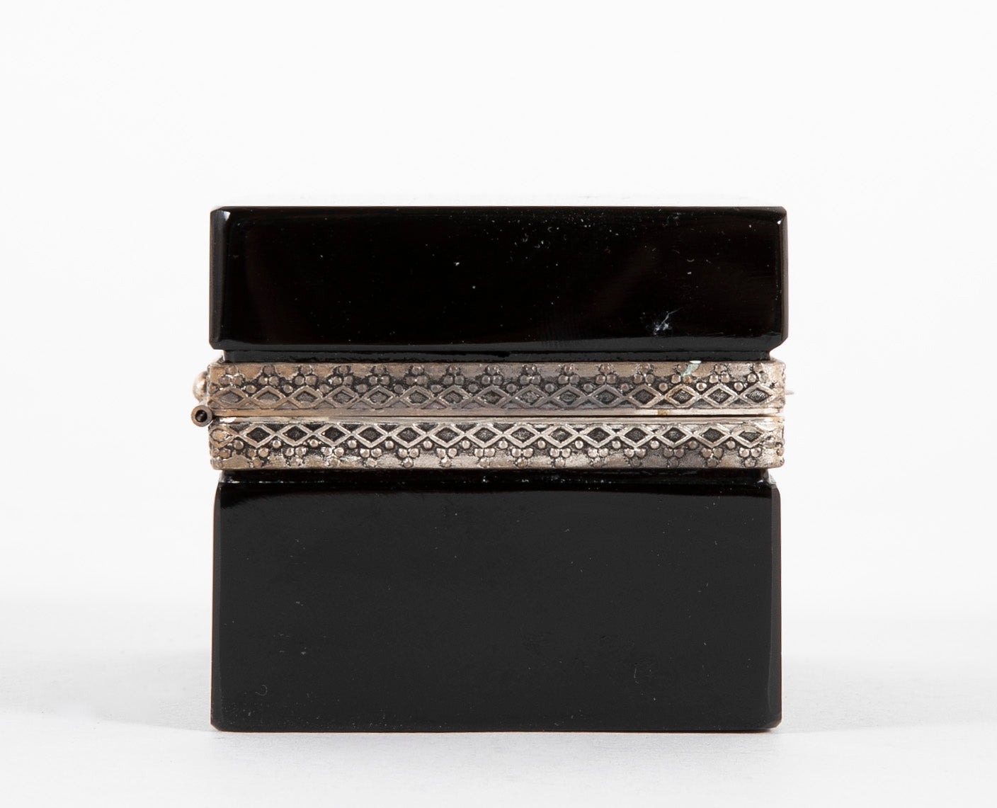 Mid-Century French Black Opaline Glass Box