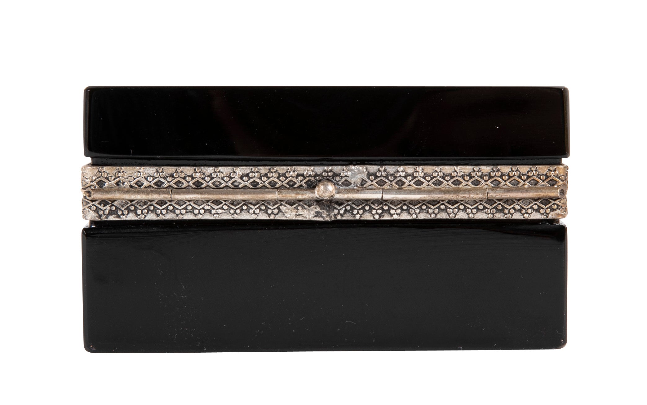 Mid-Century French Black Opaline Glass Box