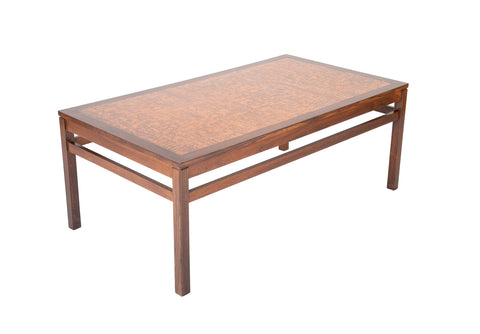 Danish Rosewood Coffee Table with Etched Copper Top