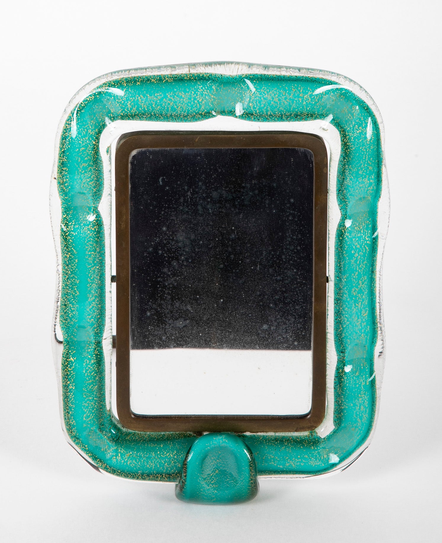Italian Seguso Glass Green with Gold Specks Picture Frame