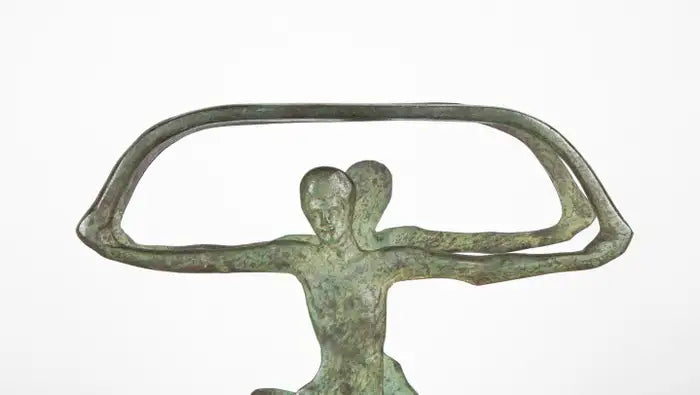 French Art Deco Bronze Magazine Rack with Verdigris Patina