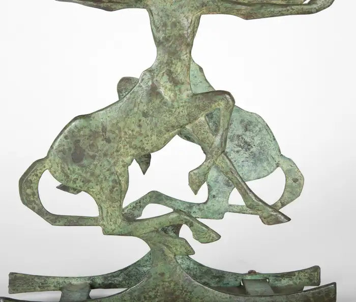 French Art Deco Bronze Magazine Rack with Verdigris Patina