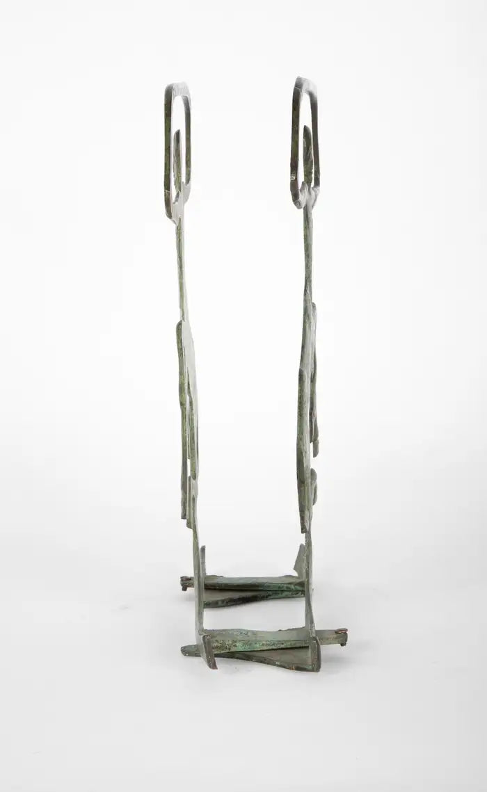 French Art Deco Bronze Magazine Rack with Verdigris Patina