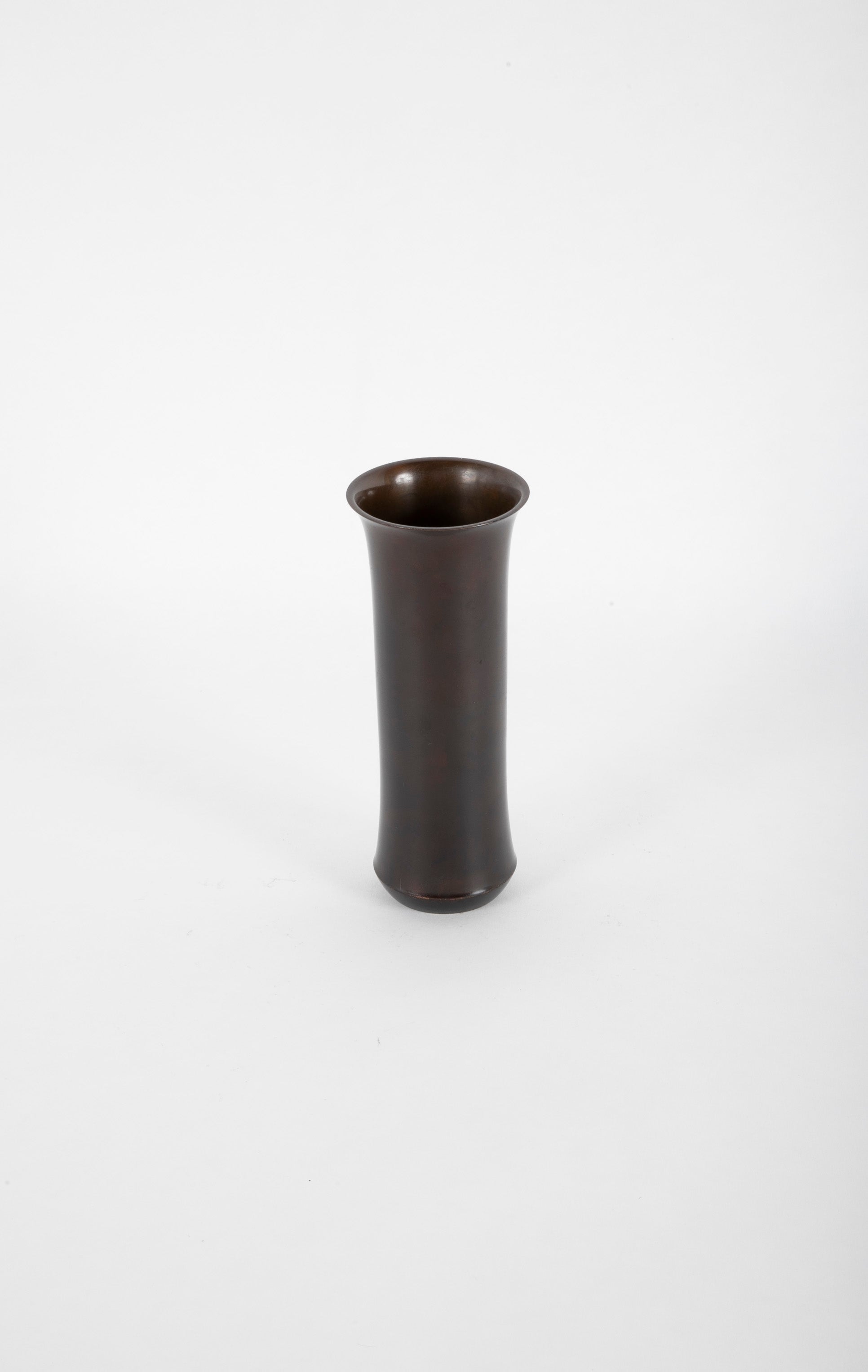 Japanese Bronze Columnar Vase with Slight Flare at Rim & Base Includes Signed Box & Catalogue