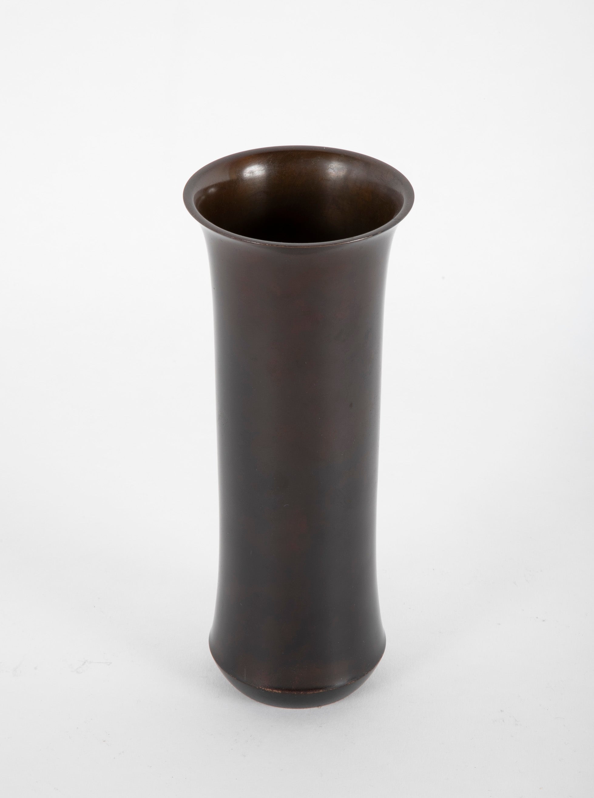 Japanese Bronze Columnar Vase with Slight Flare at Rim & Base Includes Signed Box & Catalogue