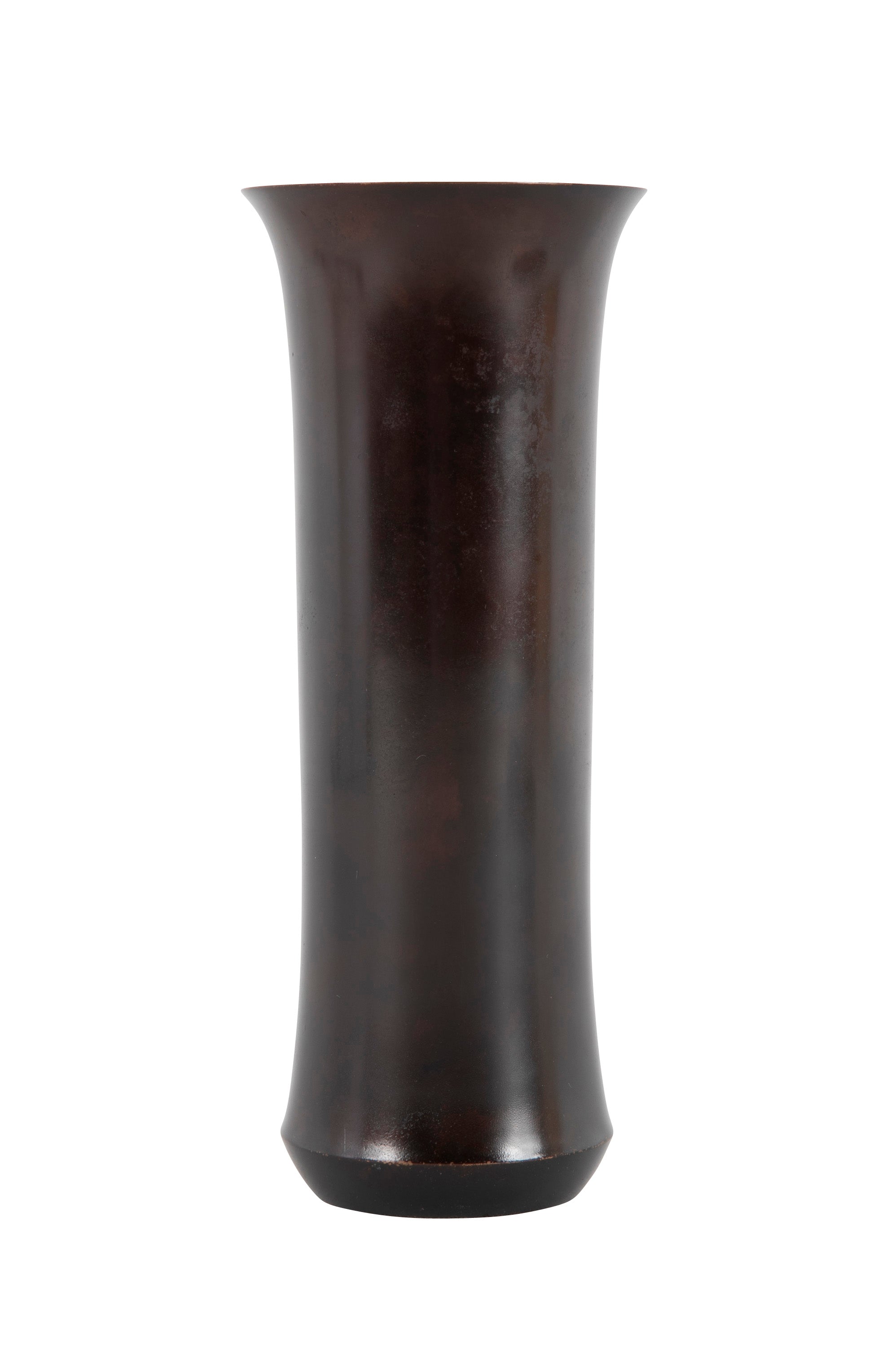 Japanese Bronze Columnar Vase with Slight Flare at Rim & Base Includes Signed Box & Catalogue