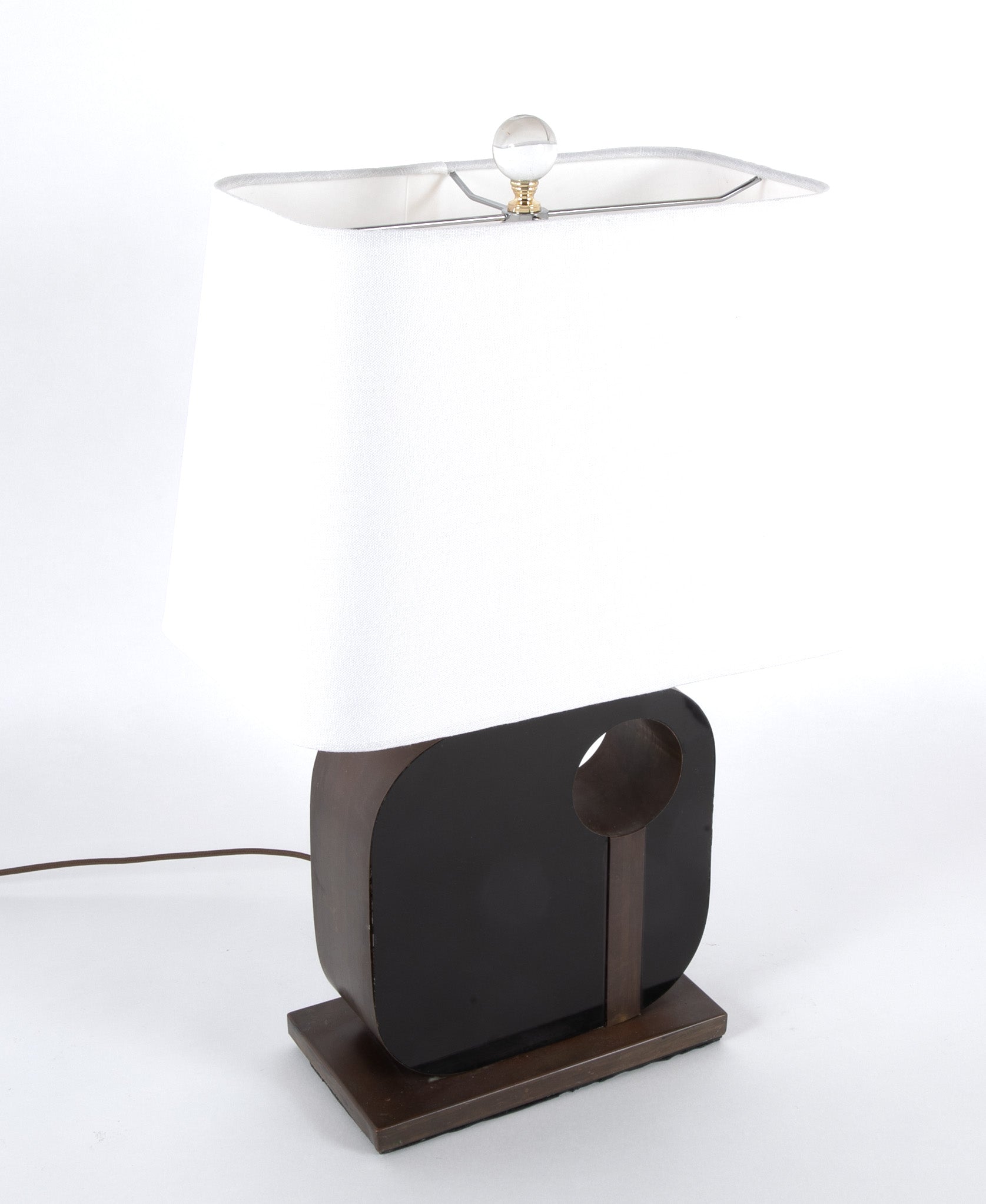 A Metal & Black Painted Plexiglass Square Lamp by Philippe Jean