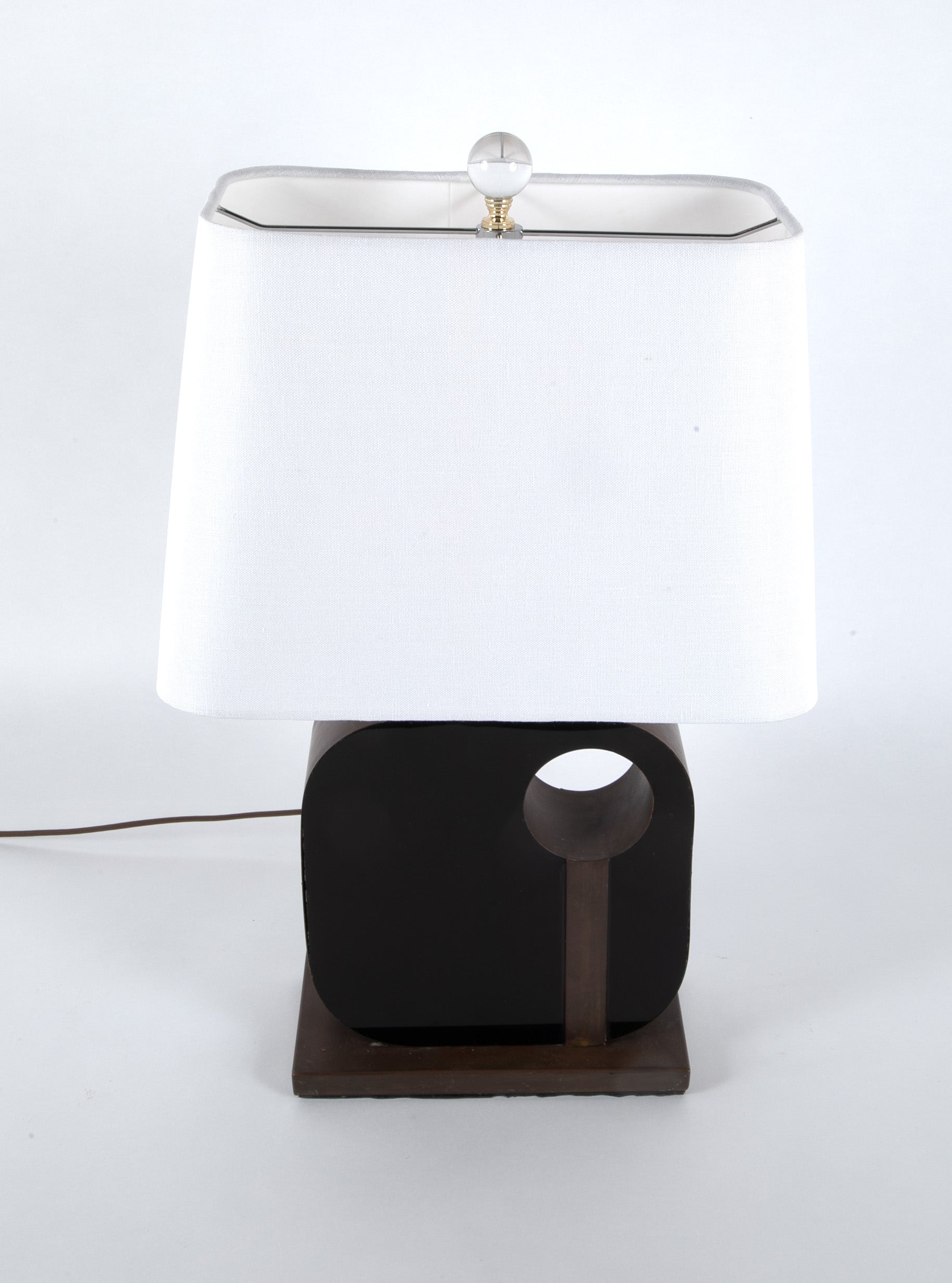 A Metal & Black Painted Plexiglass Square Lamp by Philippe Jean