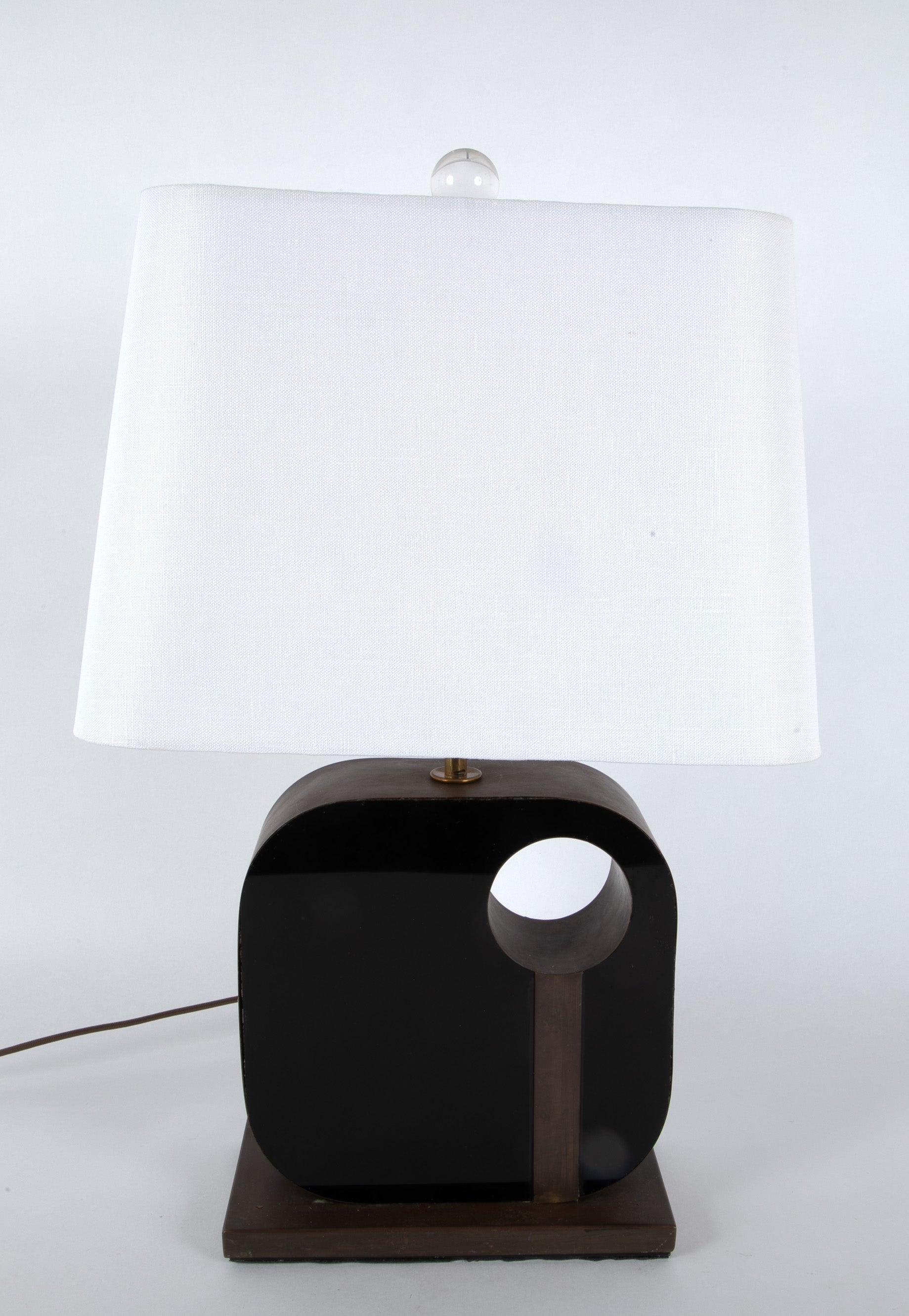 A Metal & Black Painted Plexiglass Square Lamp by Philippe Jean