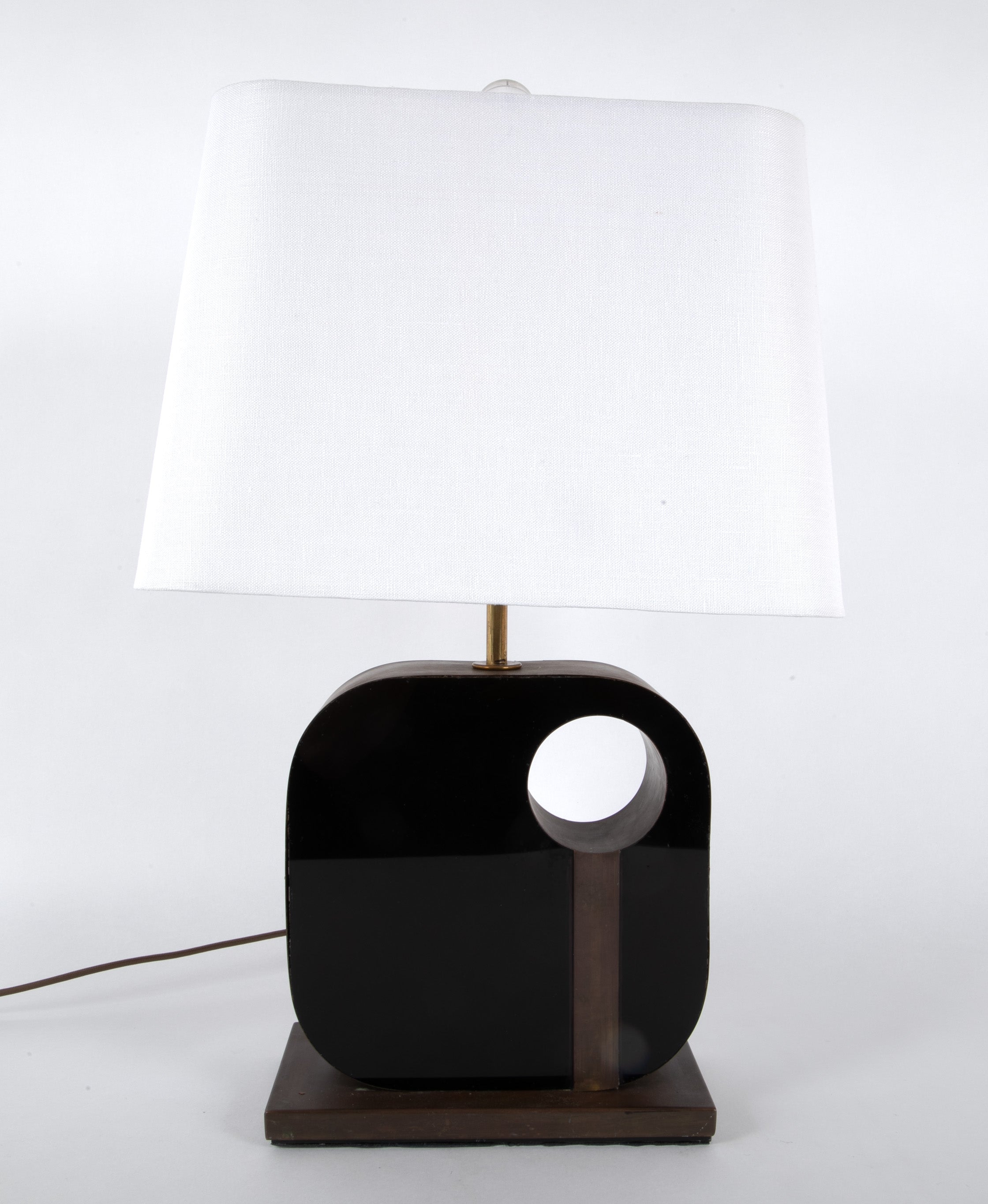 A Metal & Black Painted Plexiglass Square Lamp by Philippe Jean