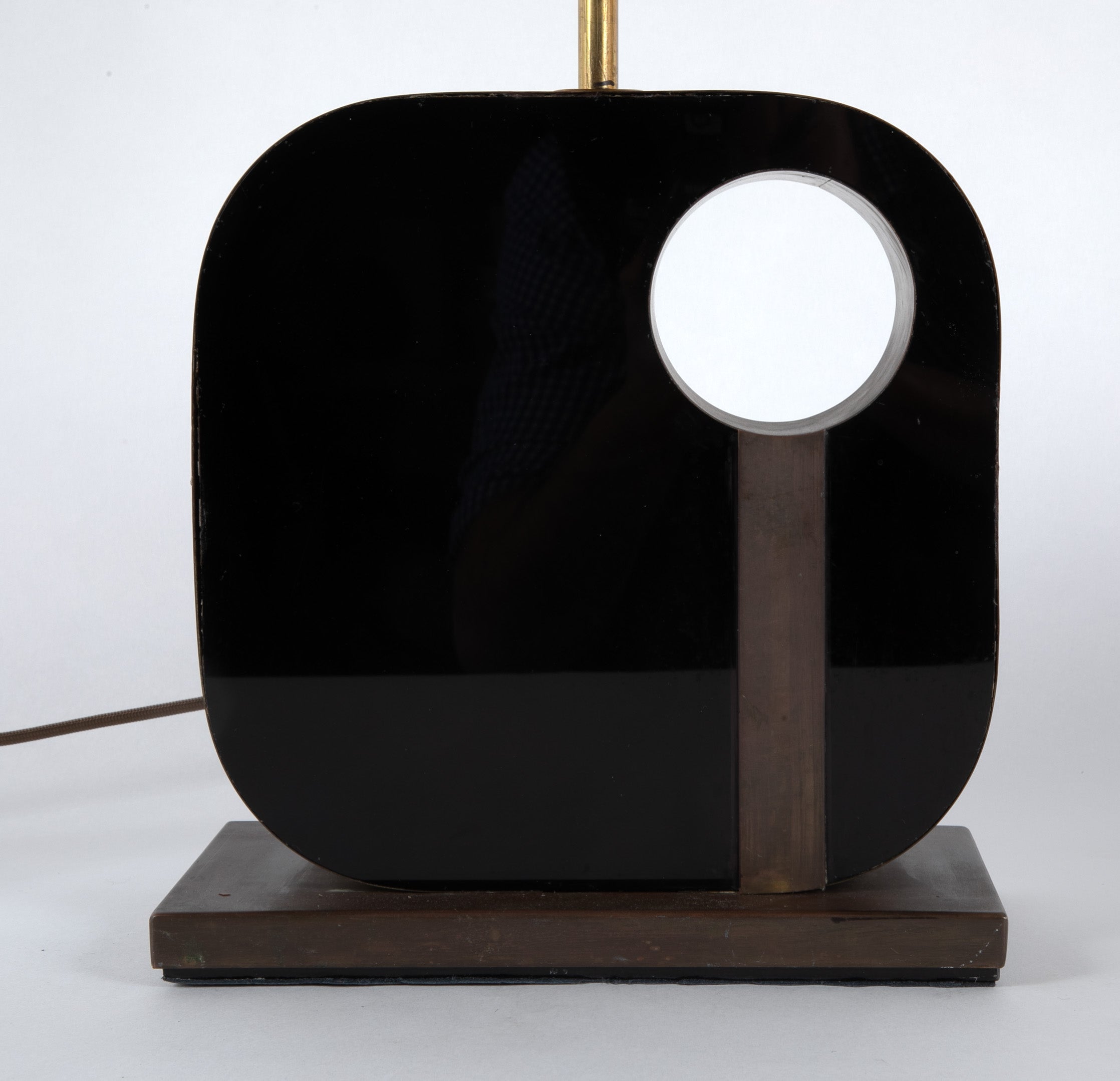 A Metal & Black Painted Plexiglass Square Lamp by Philippe Jean