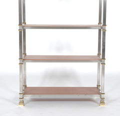 Seven Tier Gilt Metal & Metal Etagere with Leather Shelves - Priced Individually