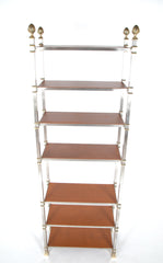 Seven Tier Gilt Metal & Metal Etagere with Leather Shelves - Priced Individually