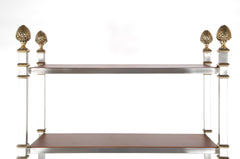 Seven Tier Gilt Metal & Metal Etagere with Leather Shelves - Priced Individually