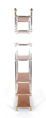Seven Tier Gilt Metal & Metal Etagere with Leather Shelves - Priced Individually