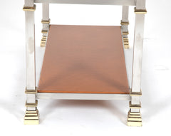 Seven Tier Gilt Metal & Metal Etagere with Leather Shelves - Priced Individually