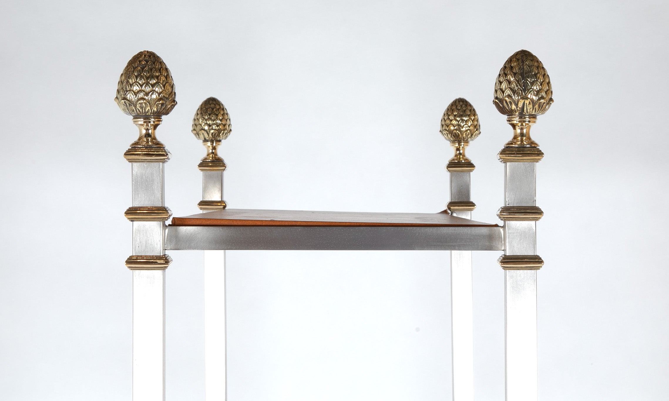 Seven Tier Gilt Metal & Metal Etagere with Leather Shelves - Priced Individually