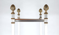 Seven Tier Gilt Metal & Metal Etagere with Leather Shelves - Priced Individually