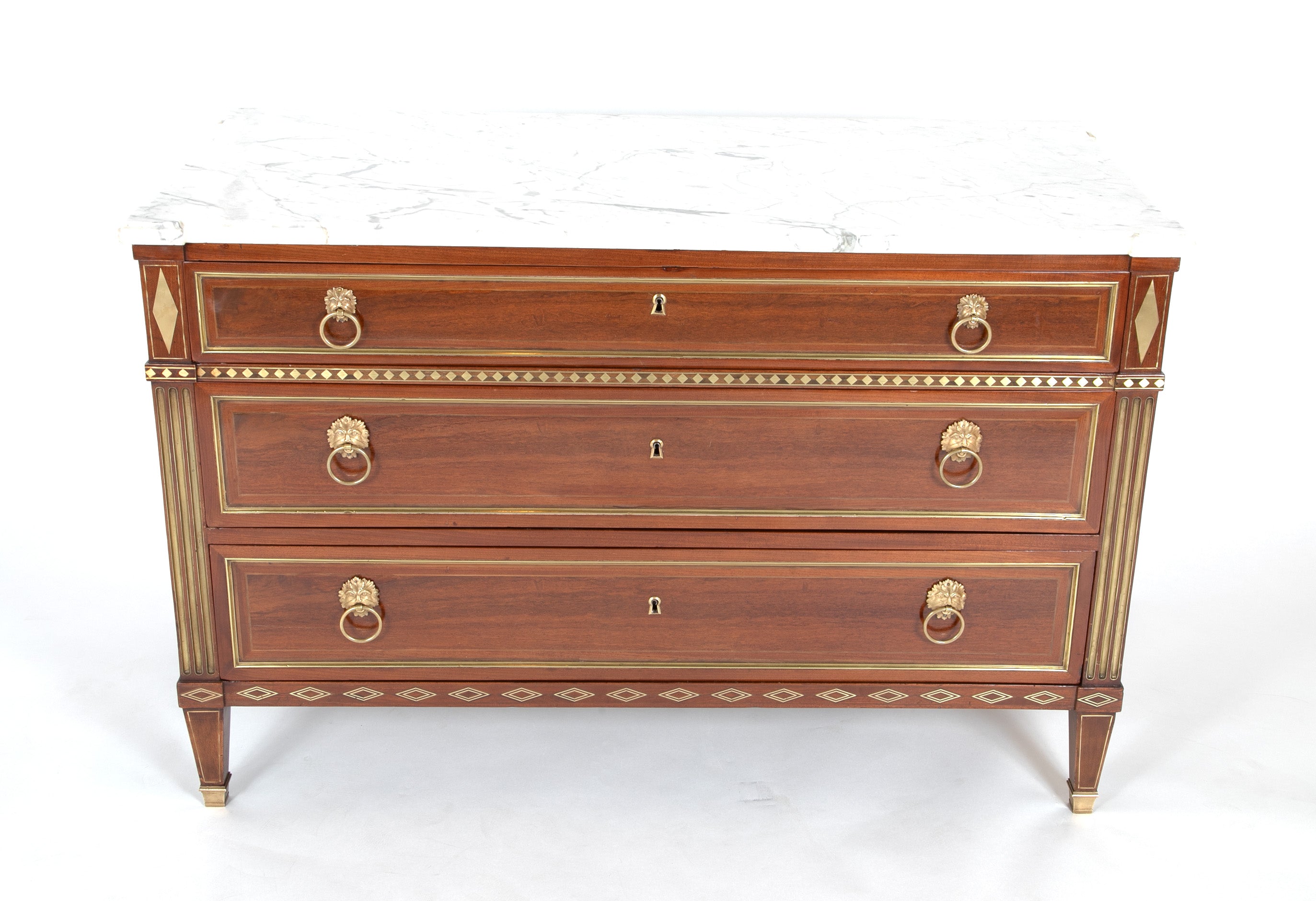 Late Louis XVI Three Drawer Mahogany Commode