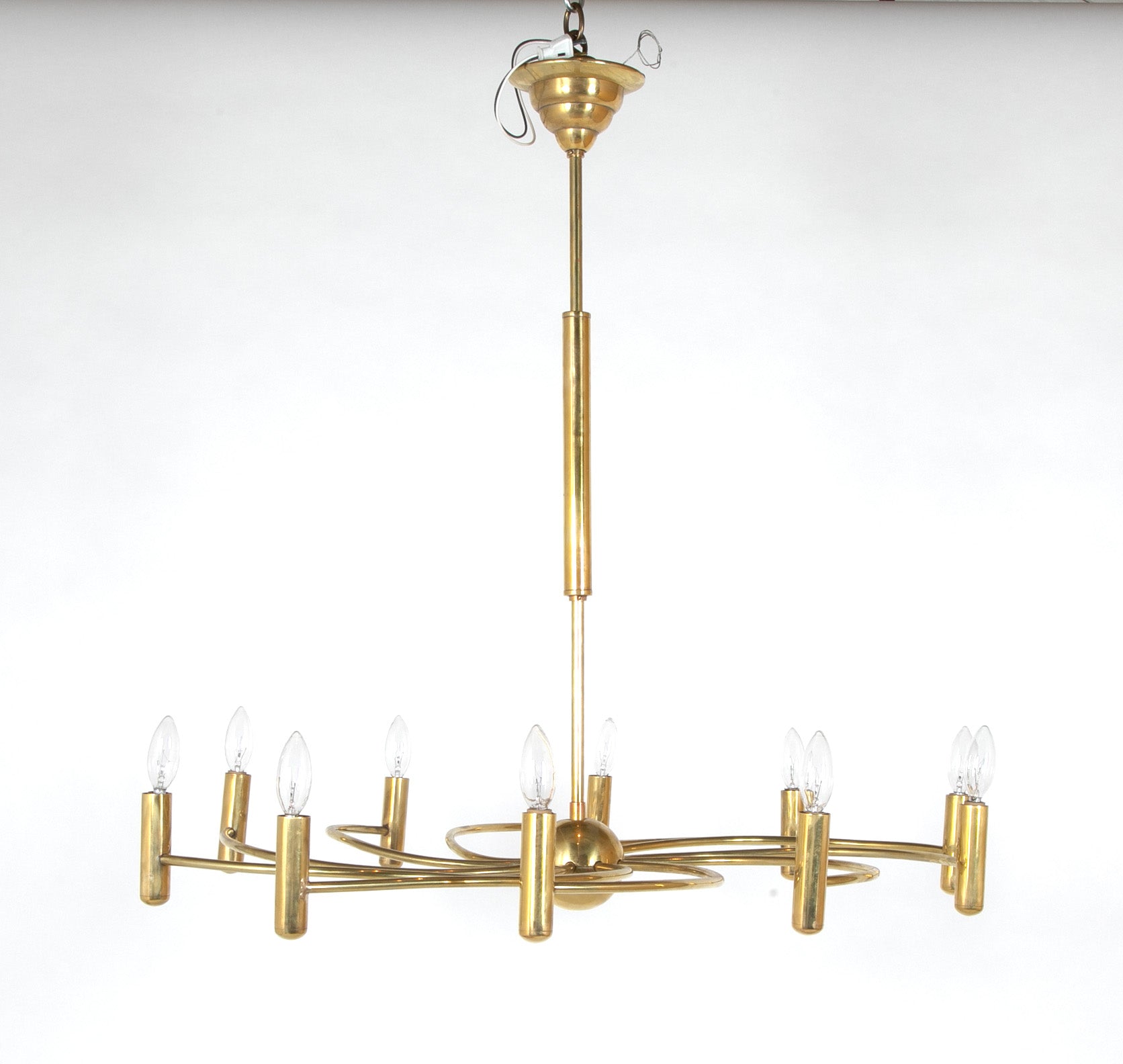 Mid-Century Brass Italian Swirl Chandelier