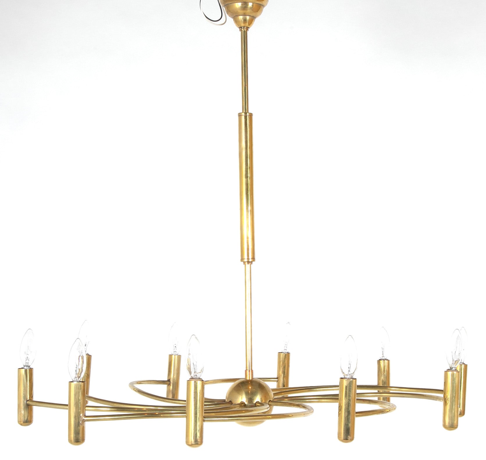 Mid-Century Brass Italian Swirl Chandelier