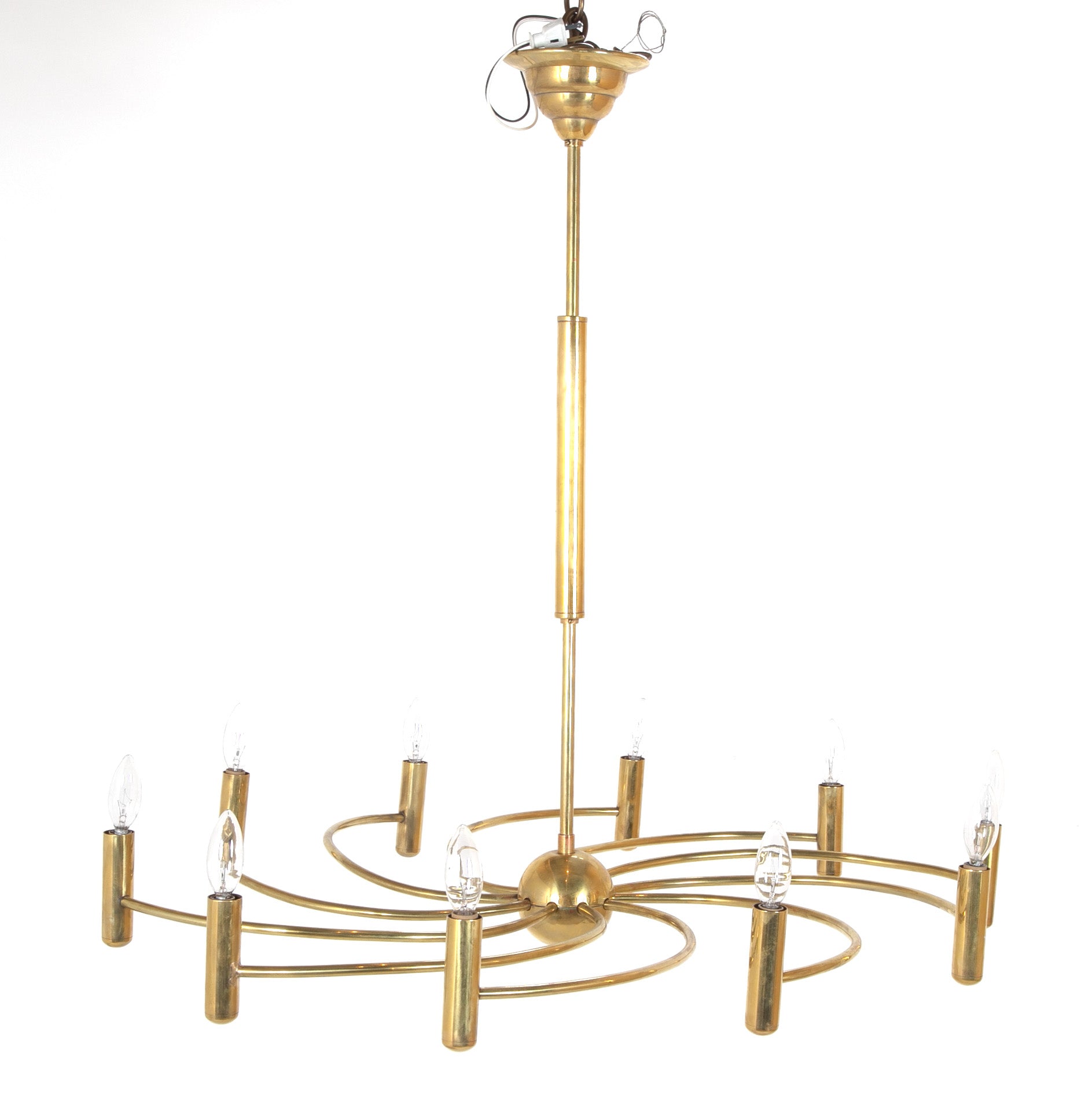 Mid-Century Brass Italian Swirl Chandelier