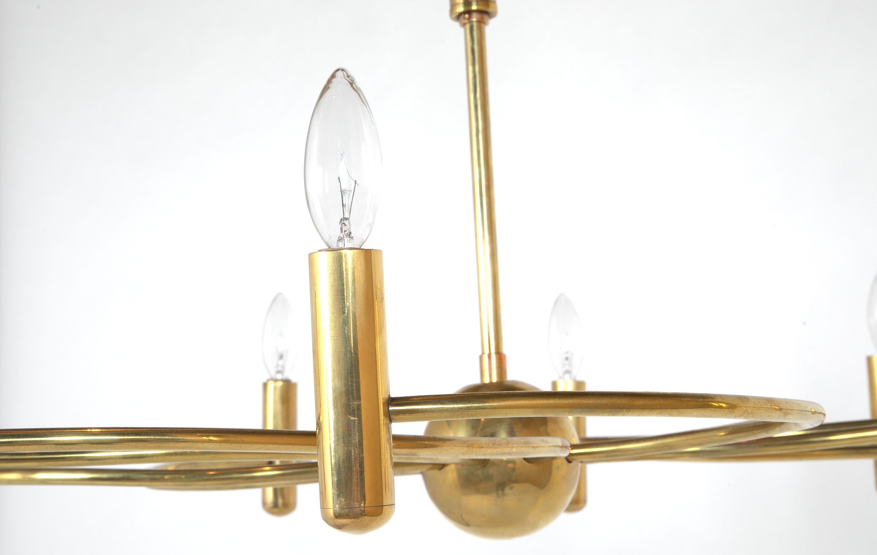 Mid-Century Brass Italian Swirl Chandelier