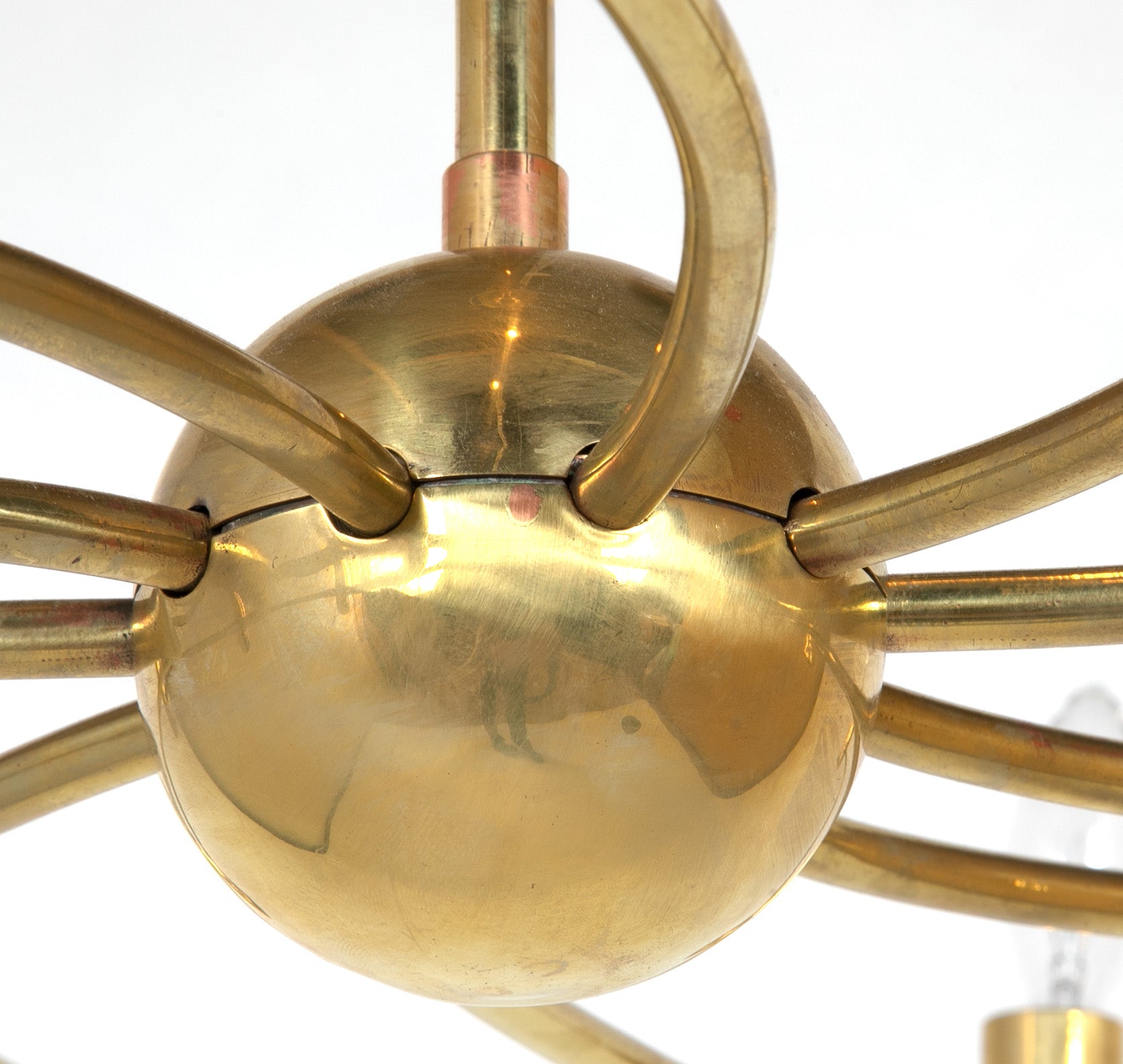 Mid-Century Brass Italian Swirl Chandelier