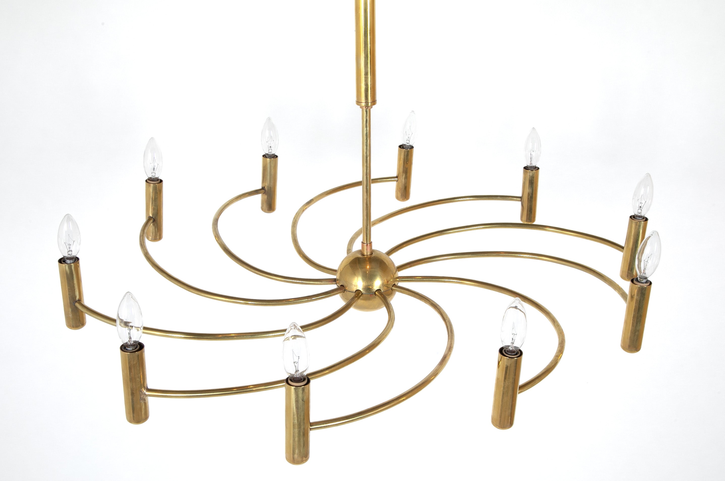 Mid-Century Brass Italian Swirl Chandelier