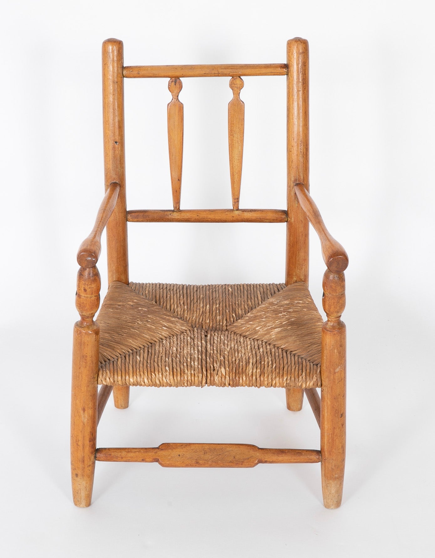 American Child's Chair of Various Woods with Rush Seat