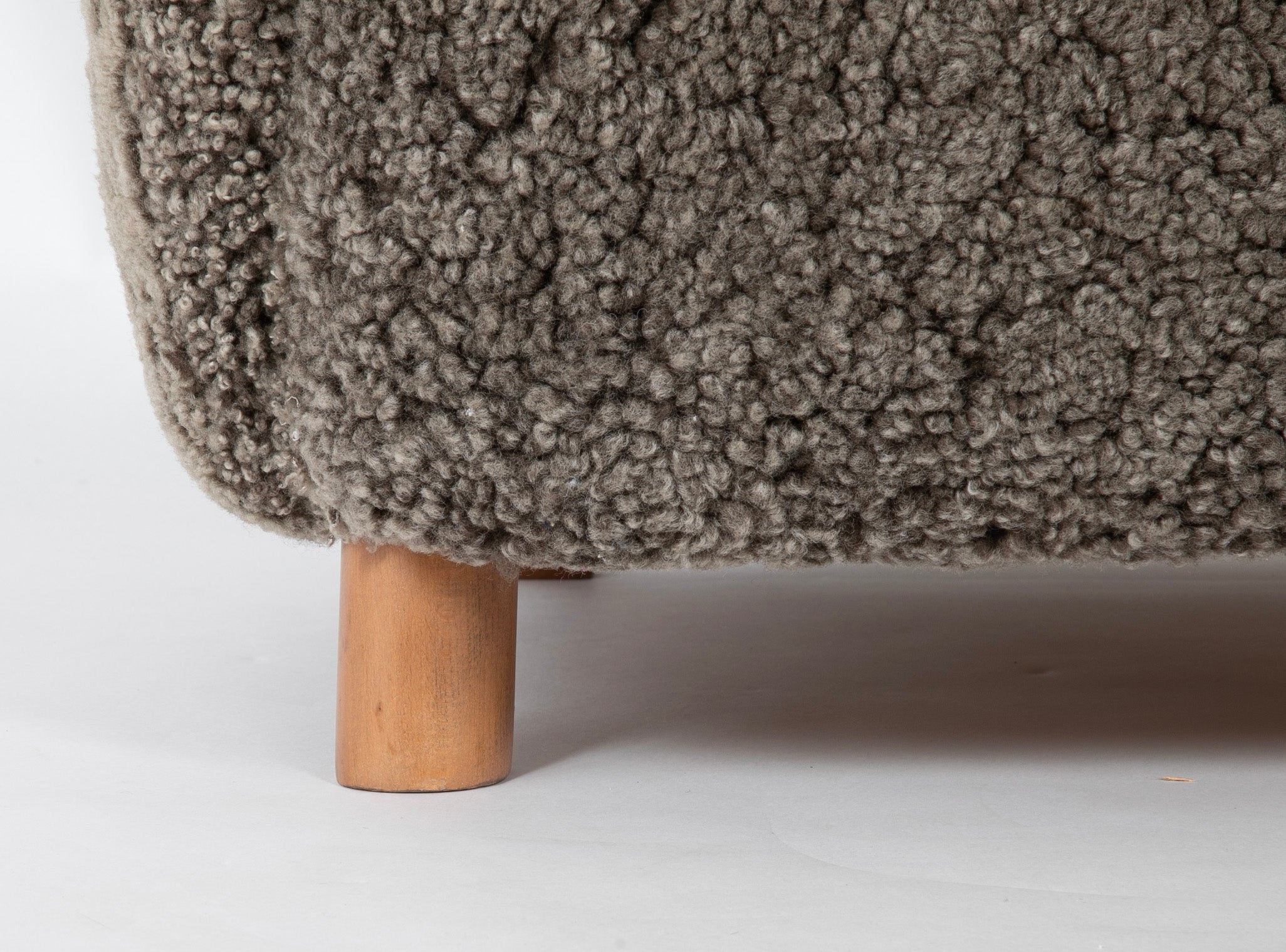 Danish Armchair Upholstered in Gray Lambswool with Beech Legs