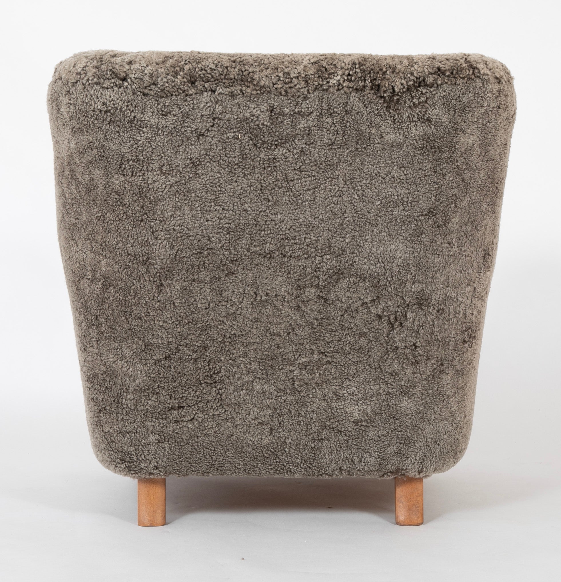 Danish Armchair Upholstered in Gray Lambswool with Beech Legs