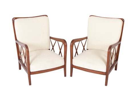 Pair of Italian Armchairs in the Manner of Paolo Buffa