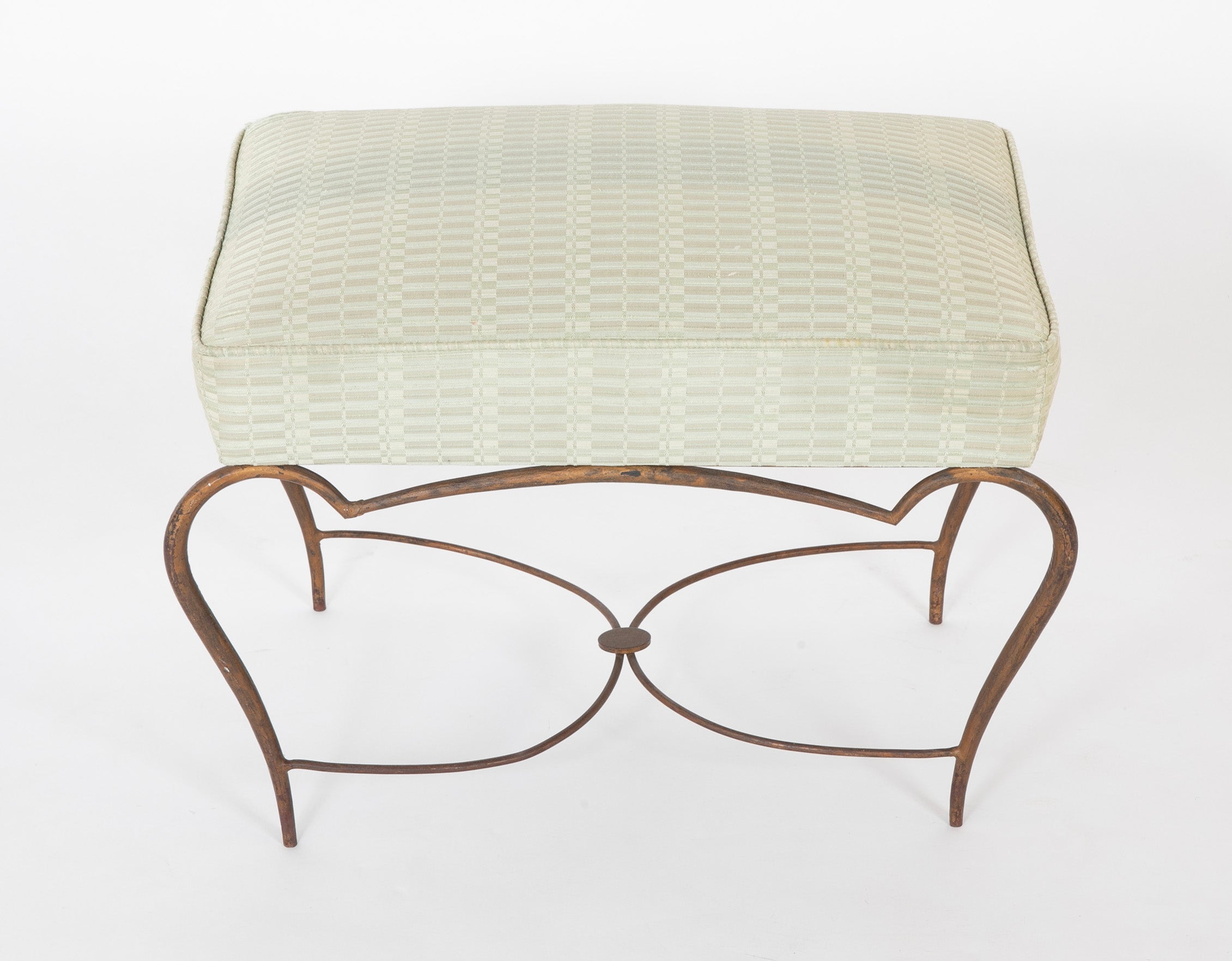 Pair of Patinated Iron Stools by Rene Drouet