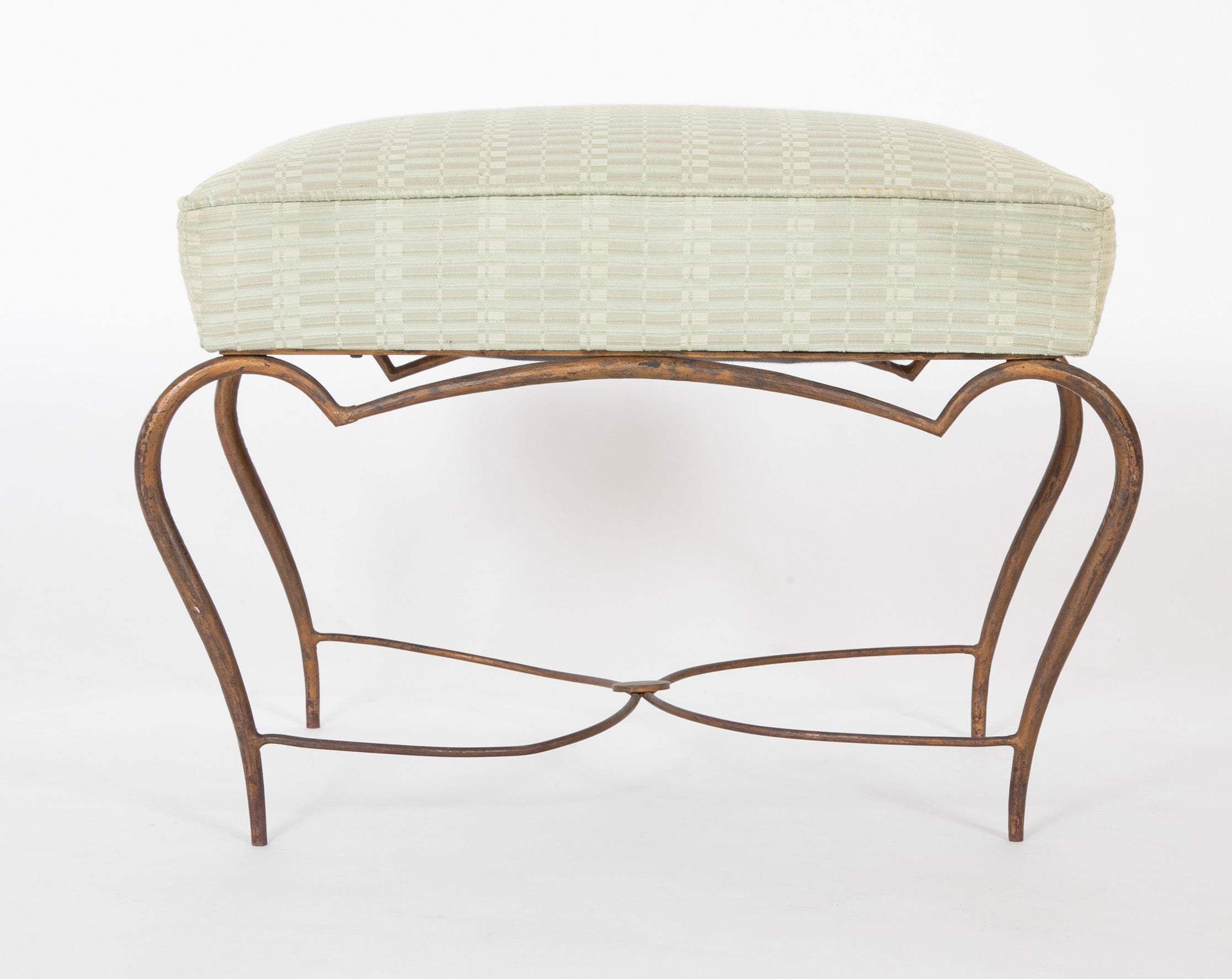 Pair of Patinated Iron Stools by Rene Drouet