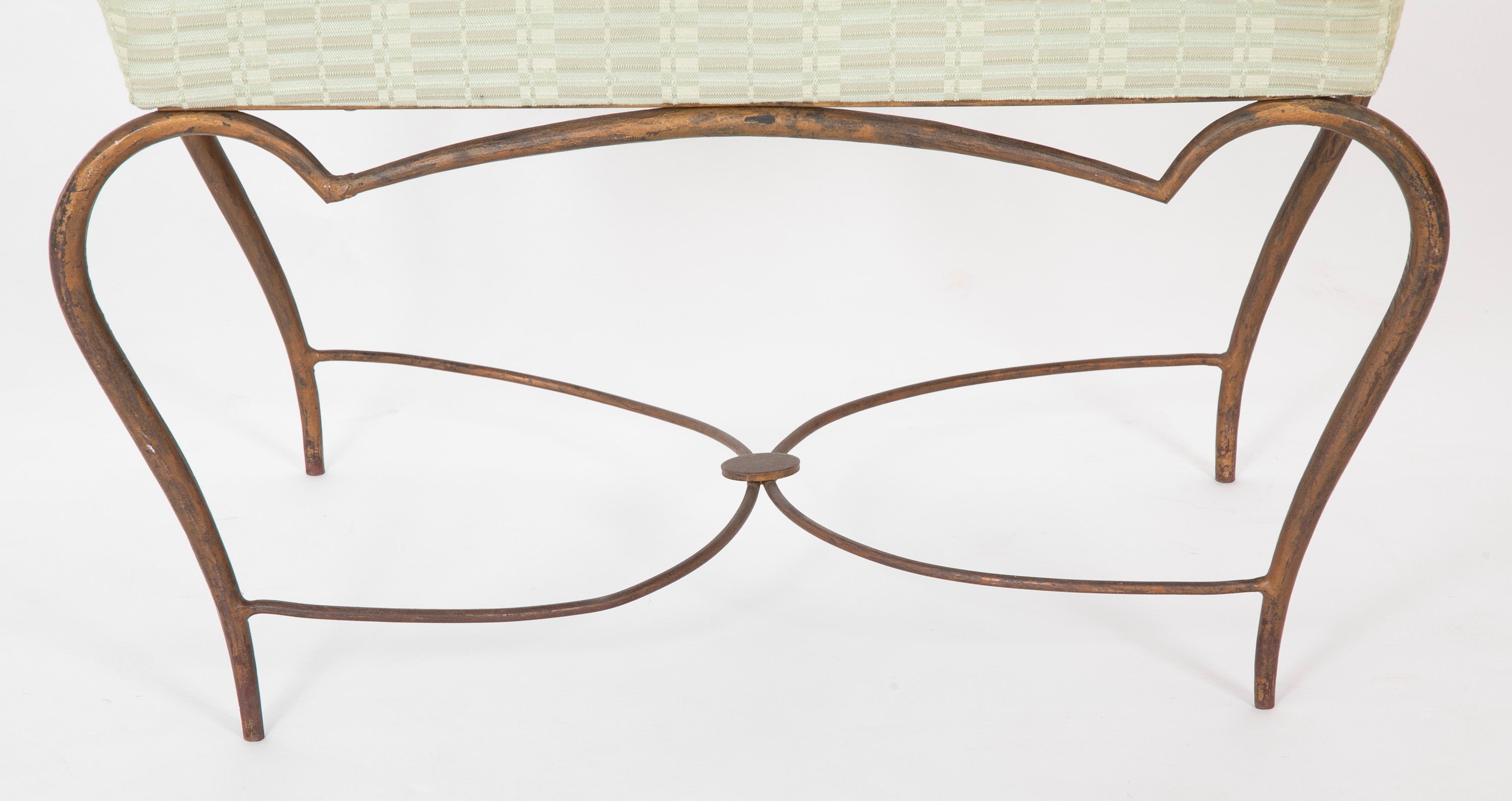Pair of Patinated Iron Stools by Rene Drouet