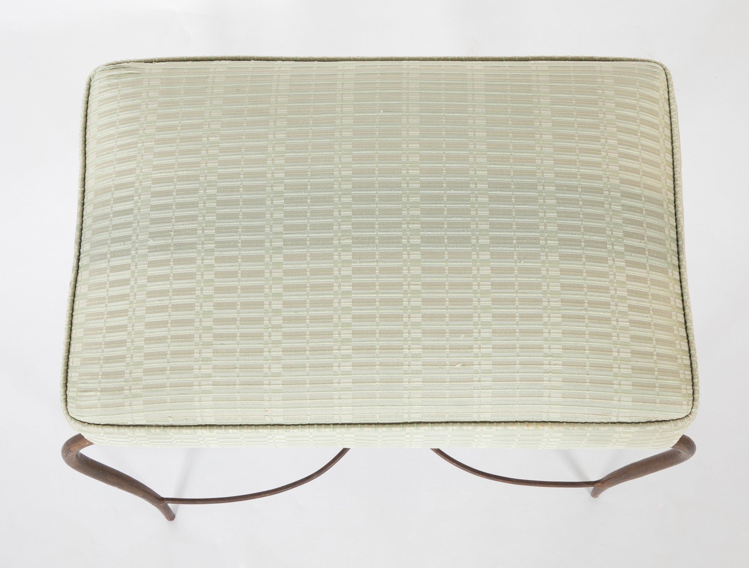 Pair of Patinated Iron Stools by Rene Drouet