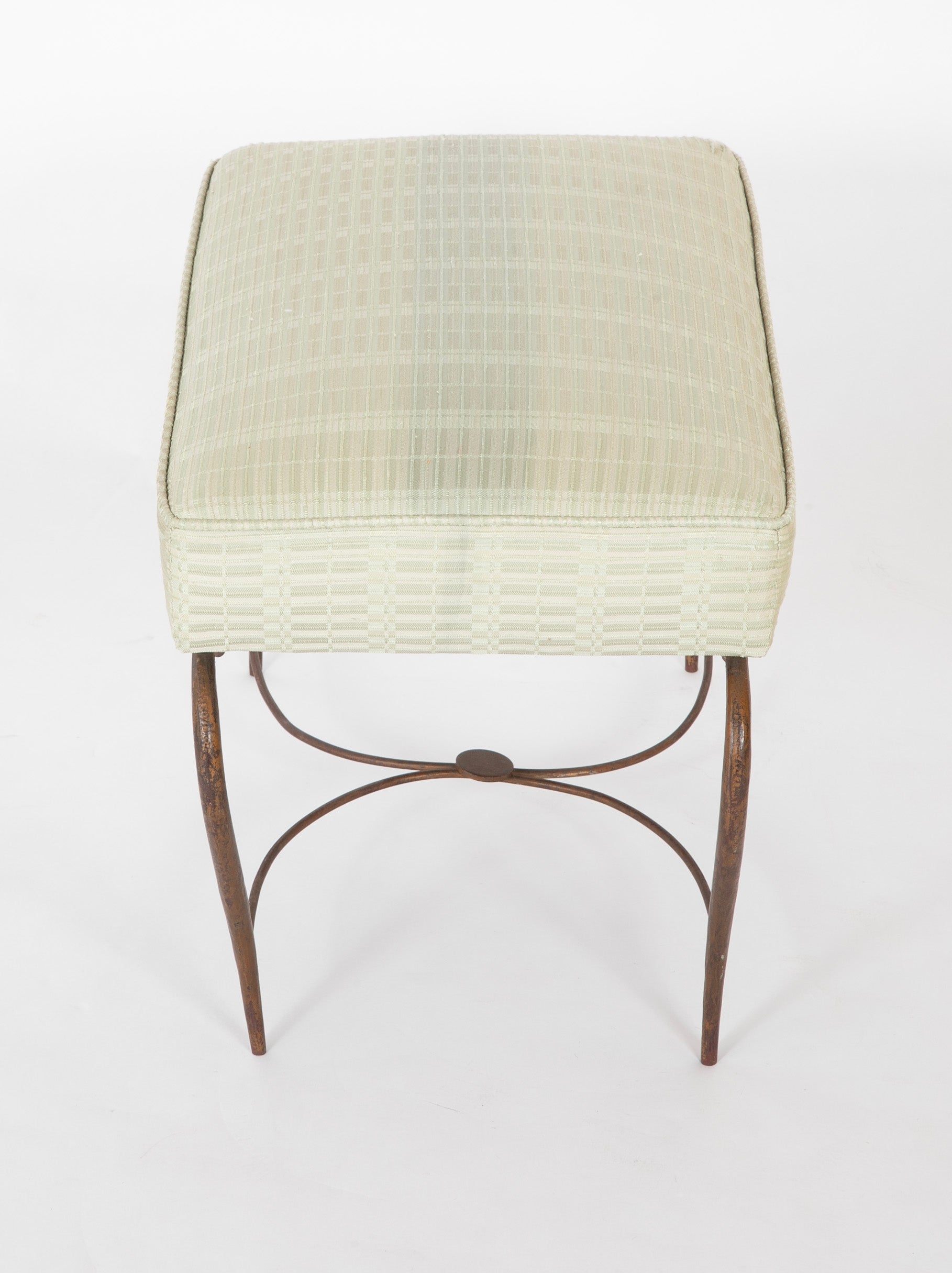 Pair of Patinated Iron Stools by Rene Drouet