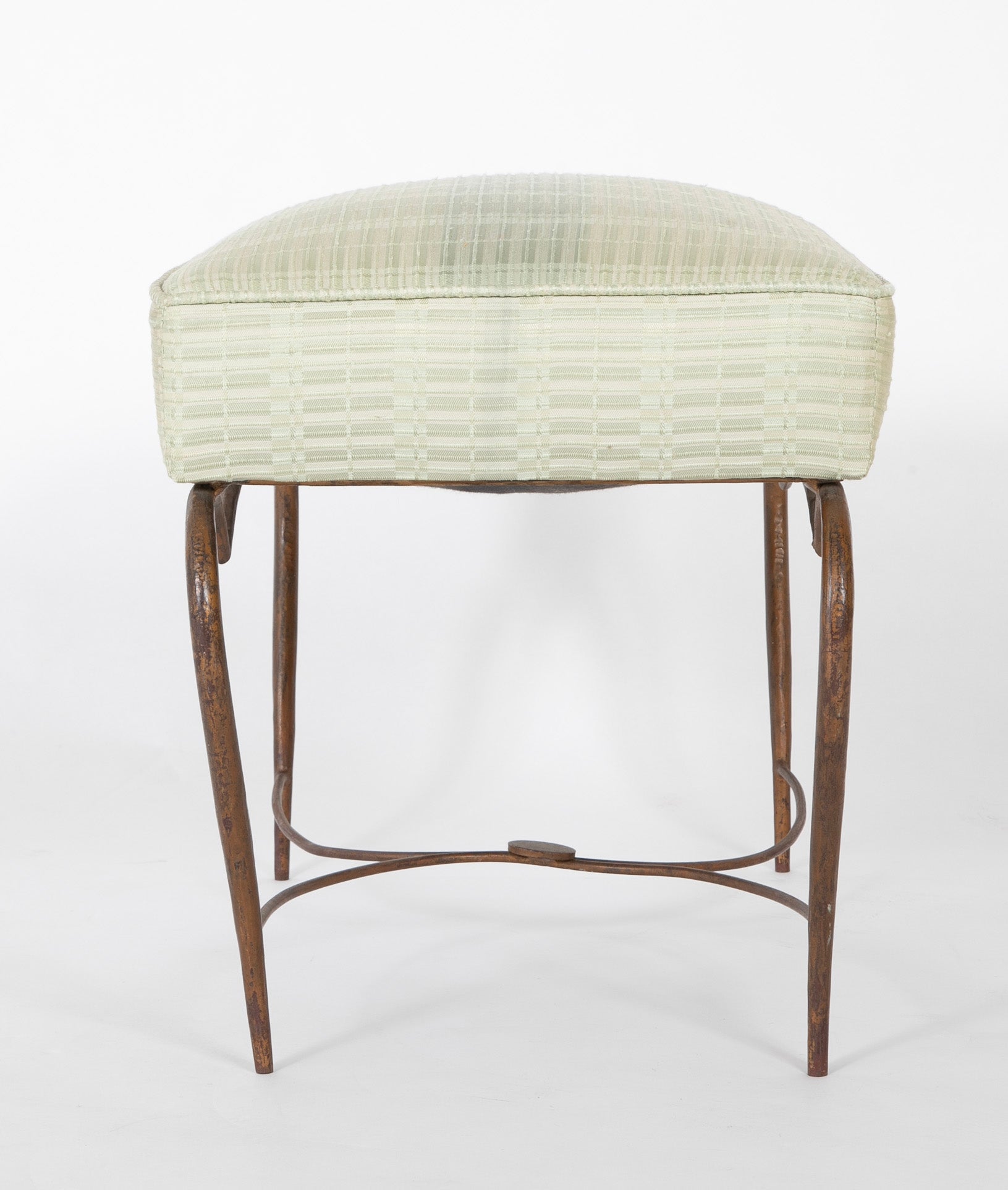 Pair of Patinated Iron Stools by Rene Drouet