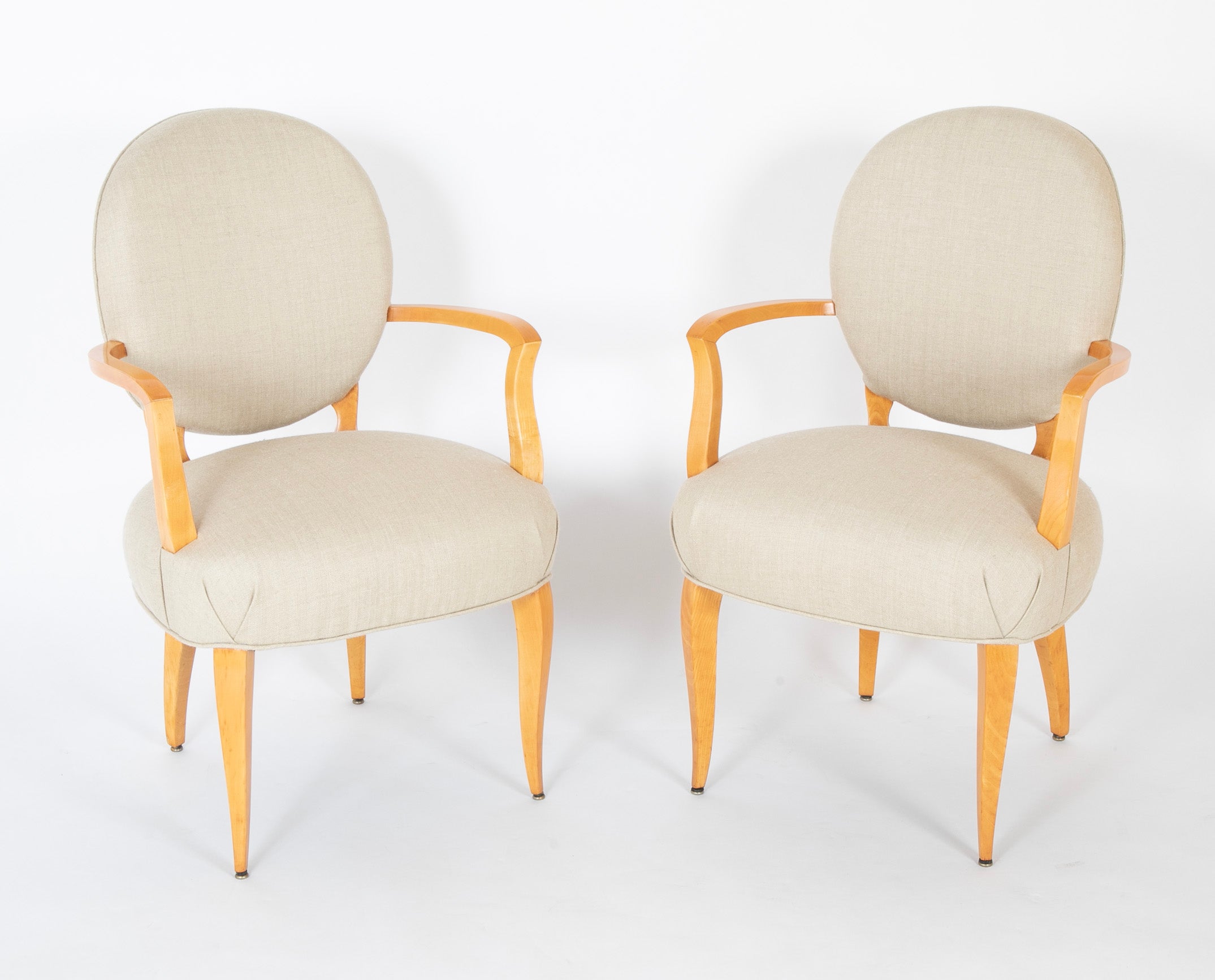 Pair of Sycamore Open Armchairs Attributed to Raphael Raffel