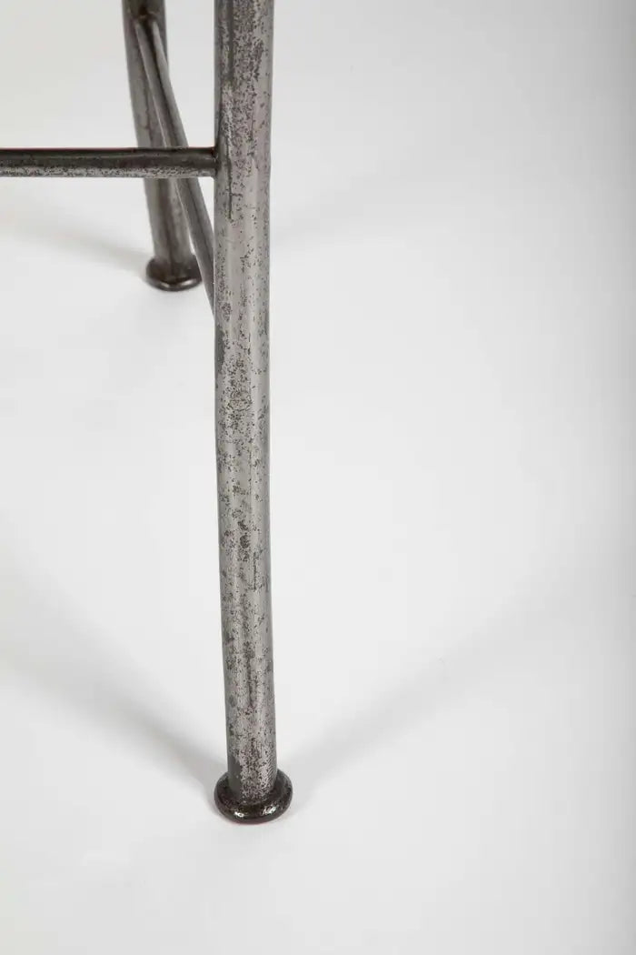Set of Four French Steel and Gilt Metal Hall Chairs
