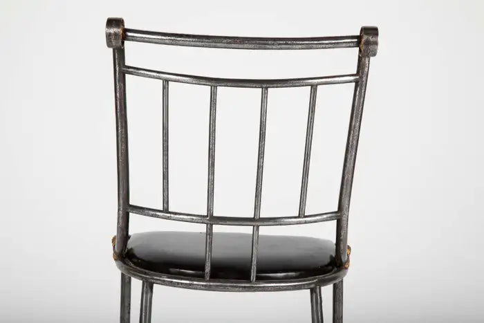Set of Four French Steel and Gilt Metal Hall Chairs