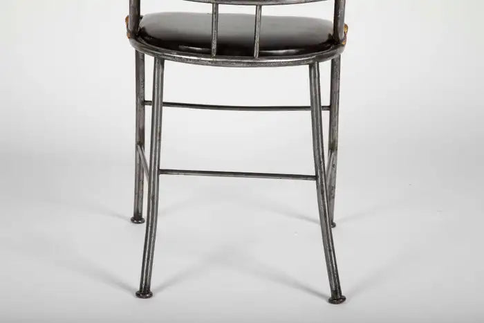 Set of Four French Steel and Gilt Metal Hall Chairs