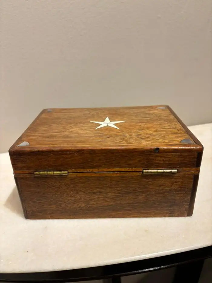 19th Century Walnut Box With Bone and Mother-of-Pearl Inlay